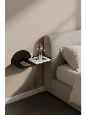 Grandmix Metal Duvar Rafı Oval Tasarım Başucu Komodini 45 cm