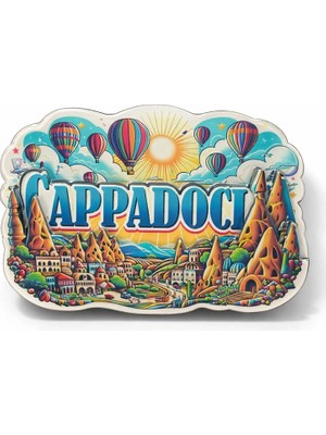 LaraTech Kapadokya Temalı Ahşap Buzdolabı Magneti Model 1