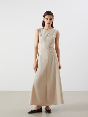 Lc Waikiki Yeni Sezon Bisiklet Yaka Poplin Belden Oturtmalı Elbise