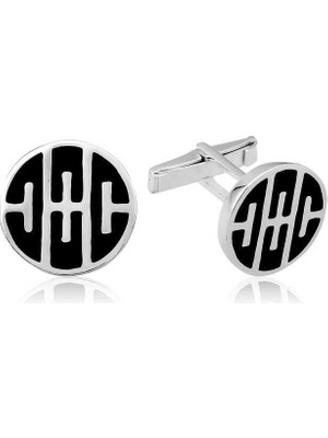 Inure Jewelry Gümüş Desenli Yuvarlak Kol Düğmesi