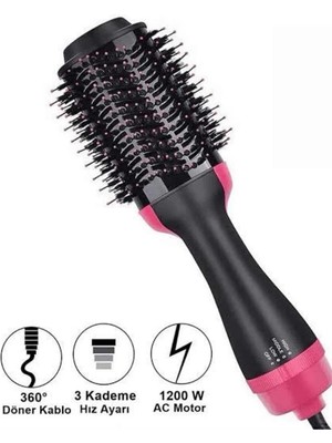Pazarcan Saç Şekillendirici ve Saç Düzleştirici Fön Tarağı Tarak Fırça 1200W Saç Kurutma