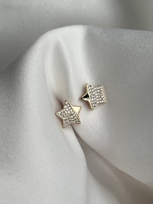 Yeknova Xuping 14K Gold Renginde Kuyumcu Işçiliği Yıldız Model Zirkon Taşlı Kararmaz Kadın Halka Küpe