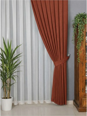 Kiremit Kadifemsi Kumaş Pileli Fon Perde Petek Dokulu Yüksek Kalite Tek Kanat