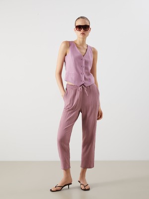 Lc Waikiki Yeni Sezon Beli Lastikli Dokulu Müslin Kadın Pantolon