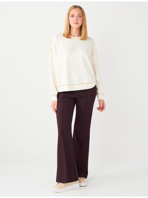 Jimmy Key Acı Kahve Yüksek Bel Bol Paça Modal Örme Jogger Pantolon