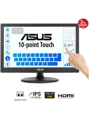 Tuba Toptaş Asus VT169HE 15.6&amp;quot; 5ms, 60Hz, Dokunmatik, Hdmı, D-Sub, Düşük Mavi Işık, Freesync, IPS Panel Monitör
