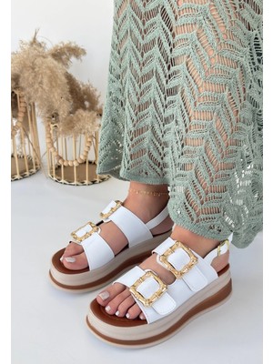 Zengezur Mall Storozal Stan Beyaz Cilt Sandalet (Numara: 39)