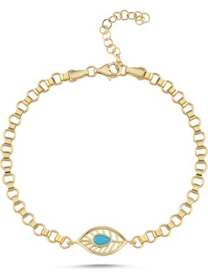 Sembol Gold Akik Taşlı Yaprak Motifli Altın Bileklik 17-20 cm