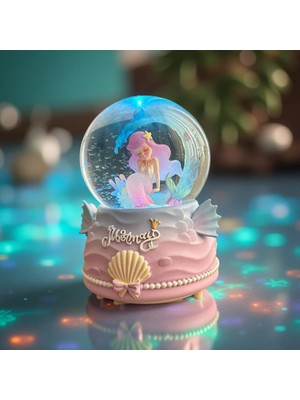 Aylis Deniz Kızı Büyük Boy Işıklı Müzikli Lüks Kar Küresi