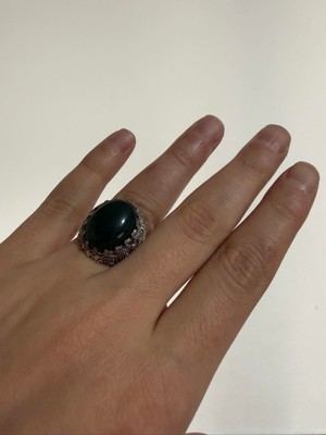 Hasyılmaz Yeşil Akik Taşlı 925 Ayar Gümüş Yüzük 16,80 Gram