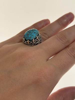 Hasyılmaz Firuze Turkuaz Taşlı 925 Ayar Gümüş Yüzük 14,2 Gram