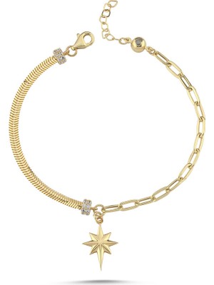 Sembol Gold Kuzey Yıldızı Sallantılı Bileklik 17-20 cm