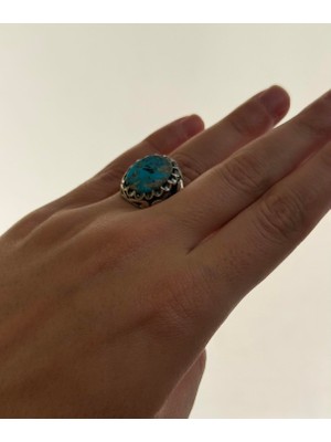 Hasyılmaz Firuze Turkuaz Taşlı 925 Ayar Gümüş Yüzük 12 Gram