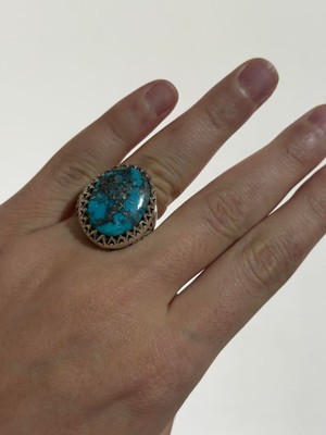 Hasyılmaz Firuze Turkuaz Taşlı 925 Ayar Gümüş Yüzük 21,1 Gram