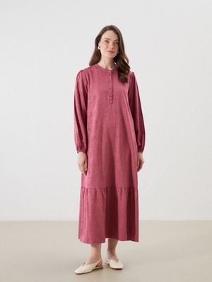 Lc Waikiki Yeni Sezon Bisiklet Yaka Çiçekli Pileli Elbise