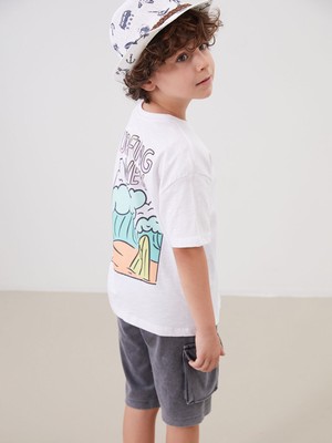 Lc Waikiki Yeni Sezon Bisiklet Yaka Baskılı Erkek Çocuk Tişört