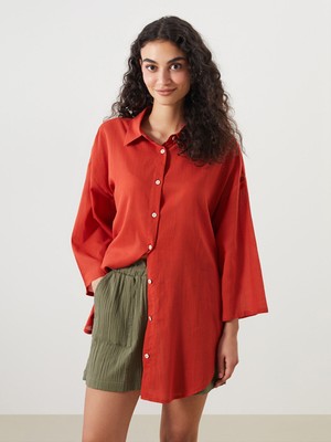 Lc Waikiki Yeni Sezon Gömlek Yaka Kadın Plaj Elbisesi