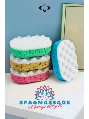 Liground Spa & Massage Duş Banyo Süngeri 4 Adet Vücut Süngeri Hassas Ten Süngeri Deri Temizleyici Sünger Kese