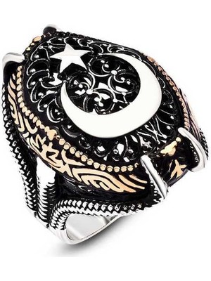 Inure Jewelry Gümüş Ay Yıldız Pençe Erkek Yüzük