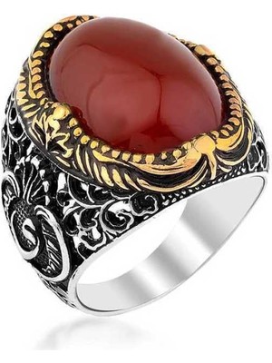 Inure Jewelry Gümüş Akik Taşlı Erkek Yüzük