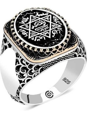 Inure Jewelry Gümüş Süleyman Mührü Oval Erkek Yüzük