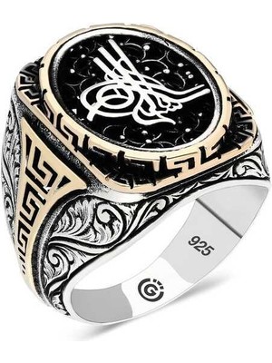 Inure Jewelry Gümüş Tuğra Oval Erkek Yüzük