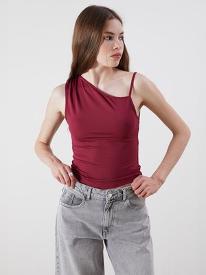 Lc Waikiki Yeni Sezon Asimetrik Yaka Drapeli Bodycon Bluz