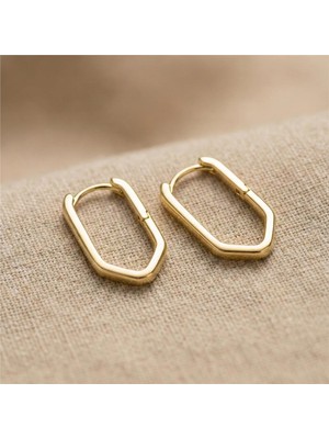 Zeino Köşeli Küpe - 14K Altın Rengi Kaplama, 2,4 cm