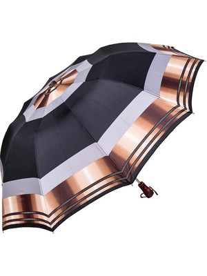 Normadia Renkli Çok Desenli Kadın 10 Telli Şemsiye Siyah Klasik Tasarım