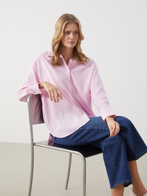 Lc Waikiki Yeni Sezon Düz Uzun Kollu Oversize Kadın Gömlek