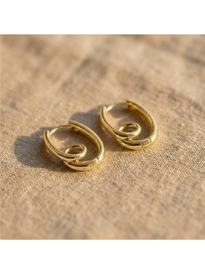 Zeino Melodi Düğüm Detaylı Spiral Çelik Küpe - 14K Altın Rengi Kaplama, 2 cm