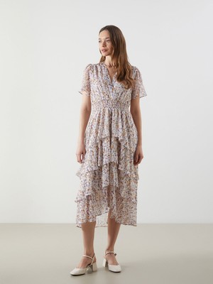 Lc Waikiki Yeni Sezon Kruvaze Yaka Çiçekli Elbise