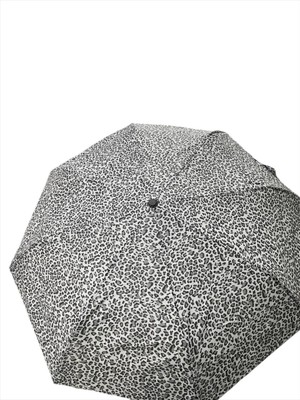 Normadia Şık Leopar Desenli Otomatik Şemsiye, Gri Renk, Hafif ve Dayanıklı
