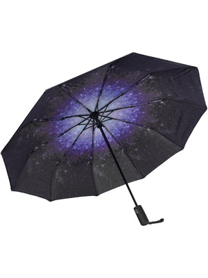 Normadia Uzay Temalı UV50 Siyah Uzun Şemsiye 108 Cm, Şık ve Işlevsel Tasarım