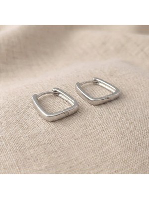 Zeino Köşeli Halka Küpe - Gümüş Rengi Kaplama, 1,5 cm