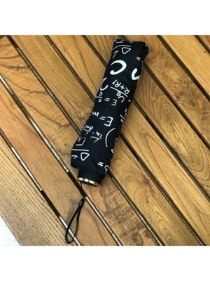 Normadia Şık Siyah Unisex Matematik Desenli Şemsiye, Hafif ve Dayanıklı Tasarım