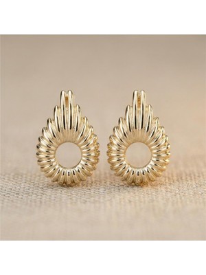 Zeino Desenli Damla Küpe - 14K Altın Kaplama - 17 mm