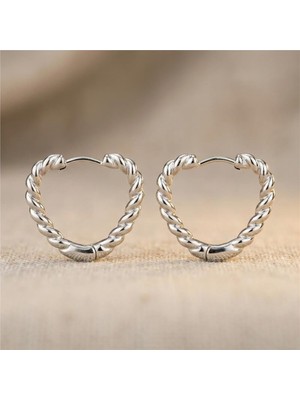 Zeino Kalp Burgu Halka Küpe - Gümüş Rengi Kaplama, 2 cm Çap