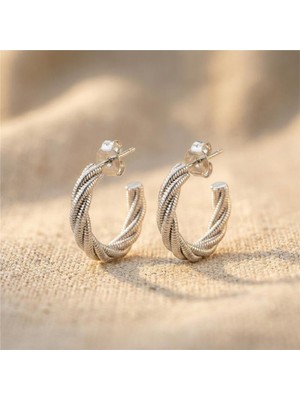 Zeino Burgu Halka Küpe - Gümüş Rengi Kaplama, 2 cm Çap