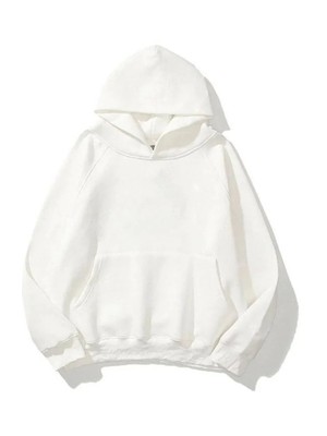 Giyim Center 3 Iplik Pamuklu Unisex Kapşonlu Sweetshirt - Beyaz