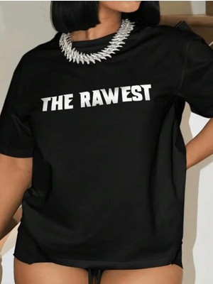 Giyim Center Kadın Baskılı Oversize T-Shirt - Siyah