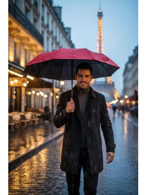 Normadia Bordo ve Siyah Tam Otomatik Katlanabilir Iç Içe Girebilen Şemsiye