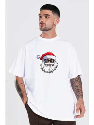Giyim Center Gözlüklü Noel Baba T-Shirt - Beyaz