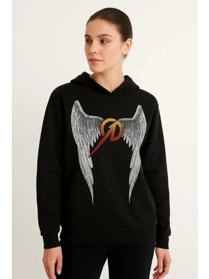 Giyim Center Metallica Iki Iplik Kapüşonlu Ön ve Arka Baskılı Hoodie - Siyah