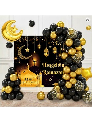 Bkmc Party Lüks Brandalı Hoşgeldin Ramazan Dekorlu Ramazan Folyolu Tam Set Ramazan Süsü Seti