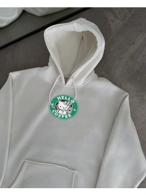 Giyim Center Üç Iplik Penye Uzun Kol Kapüşonlu Sweatshirt - Beyaz