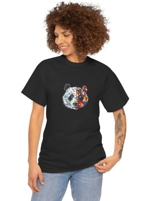 Giyim Center Unisex Kadın Bisiklet Yaka Baskılı T-Shirt - Siyah