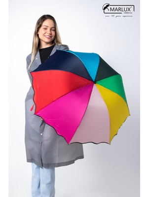 Normadia Renkli Puantiyeli Kadın Şemsiye, Şık ve Hafif, Yağmurdan Koruyan Tasarım