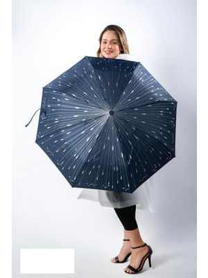 Normadia Damla Desenli Fiberglass Otomatik Kadın Şemsiye, Dayanıklı ve Şık Tasarım