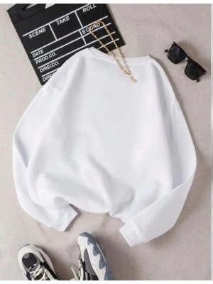 Giyim Center Unisex Üç Iplik Biskilet Yaka Sweatshirt - Beyaz